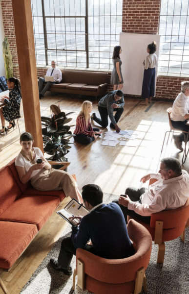 People brainstorming in a workshop